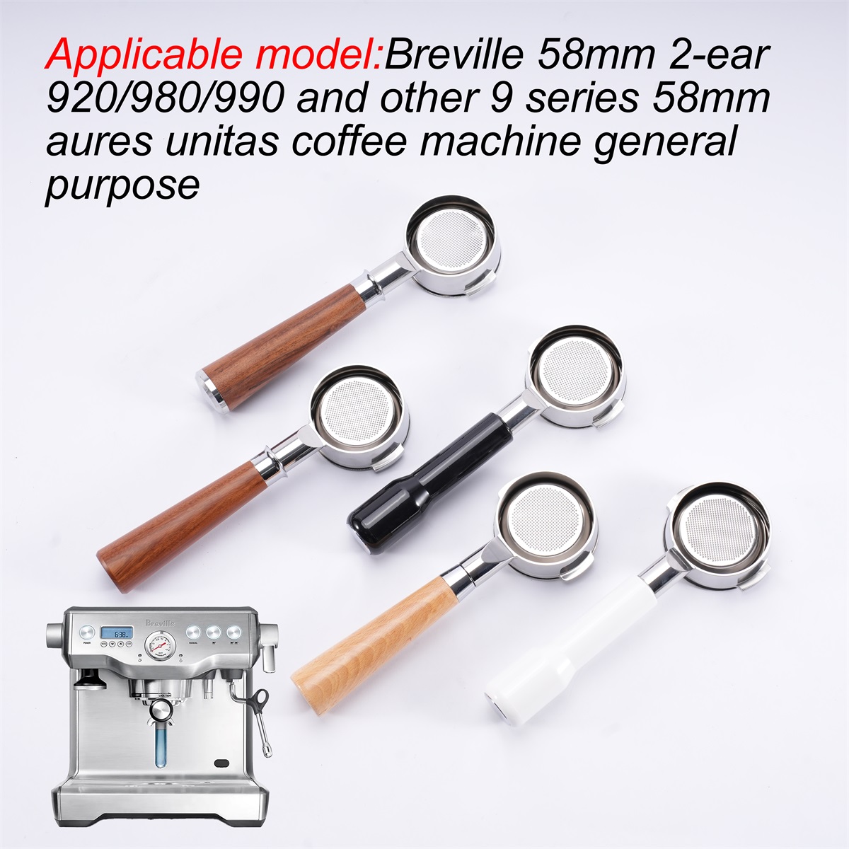 Coffee Equipment Tools - 58mm Bottomless Portafilter Breville BES920/980/990 Stainless